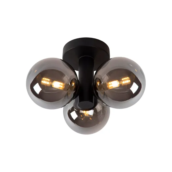 Lucide TRUDY - Flush ceiling light Bathroom - Ø 28 cm - 3xG9 - IP44 - Black image 1