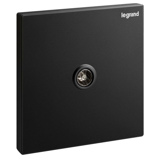 Galion - 1 gang TV female terminal socket outlet - Matt Black image 1