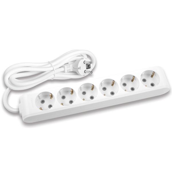 X-tendia White Six Gang Earth Socket with Cable CP image 1