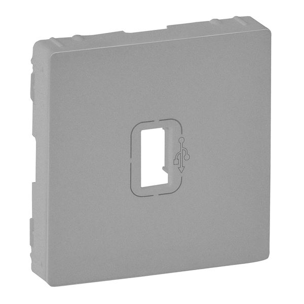 Cover plate Valena Life - preconnected female USB socket - aluminium image 1