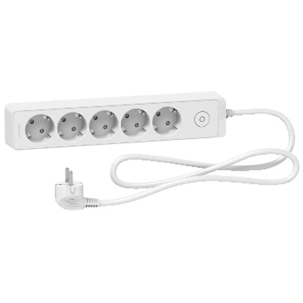 Unica extend - Schuko trailing lead - 5 gangs - white image 1