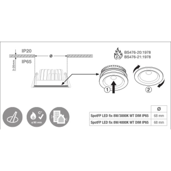 SPOT FIREPROOF DIM 8 W 3000 K IP65/IP20 SI image 12