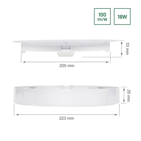 ALGINE 2IN1 SURFACE-RECESSED DOWNLIGHT 18W 1820LM WW 230V IP20 ROUND image 22