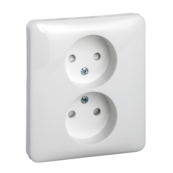 Exxact double socket-outlet unearthed screw white image 4