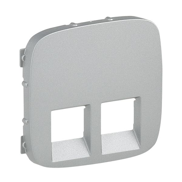 Cover plate Valena Allure - double RJ 45/RJ 11 socket - aluminium image 1