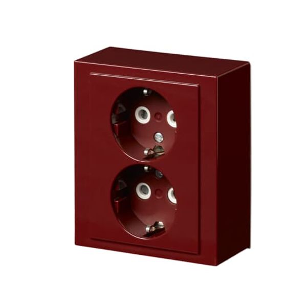 402EA-02 Socket outlet Protective contact (SCHUKO) Red - Impressivo image 1