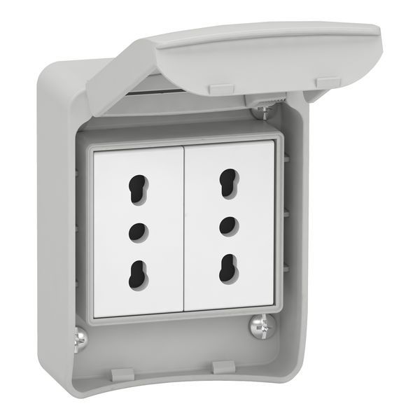 PratiKa socket - grey - 2P + E - 10/16 A - 250 V - Italian - IP65 - surface image 3