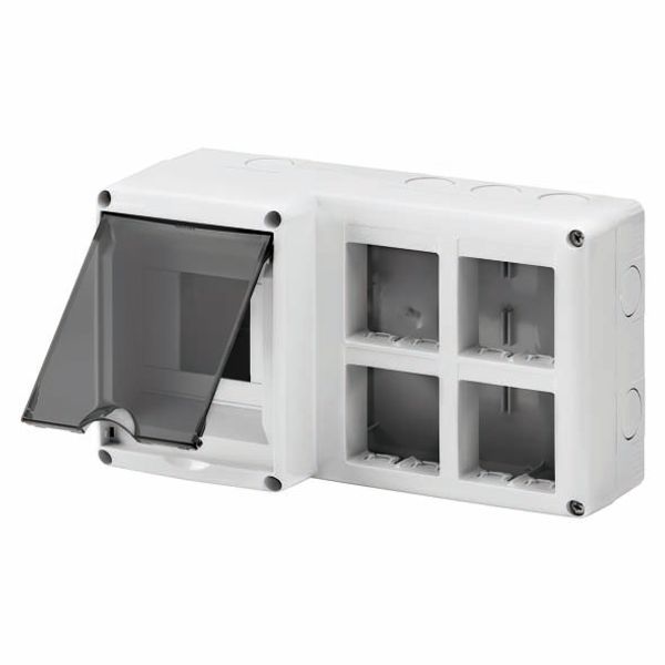 PROTECTED ENCLOSURE FOR COMBINED INSTALLATION OF MODULAR DEVICES DIN AND SYSTEM - 4 DIN MODULES - 8 SYSTEM MODULES - MODULE 2X4 - IP40 - GREY RAL 7035 image 2