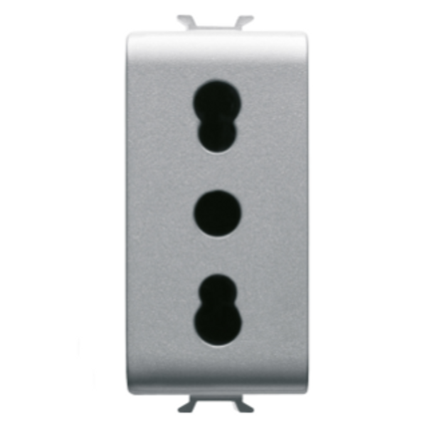 ITALIAN STANDARD SOCKET-OUTLET 250V ac - 2P+E 16A DUAL AMPERAGE - P11- P17 - 1 MODULE - TITANIUM - CHORUSMART image 1