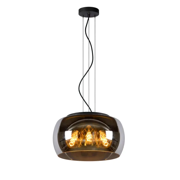 Lucide OLIVIA - Pendant light - Ø 40 cm - 3xE27 - Smoke Grey image 1