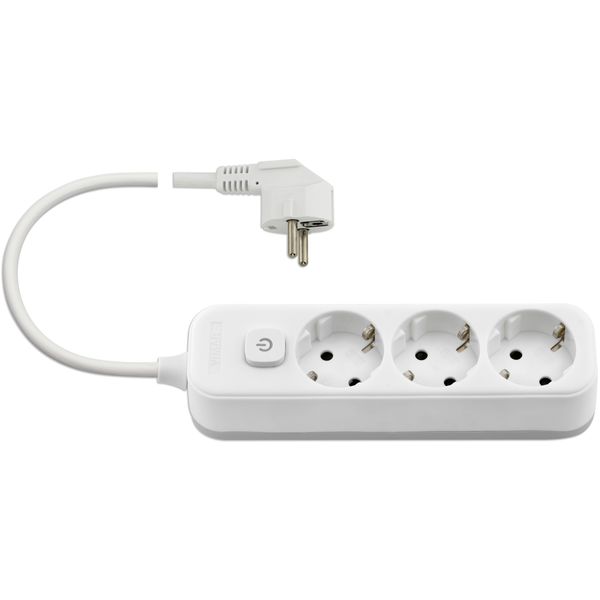 Multi-outlet 3Schuko+switch 3m white image 1