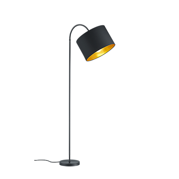 Hostel floor lamp curve E27 matt black/gold image 1