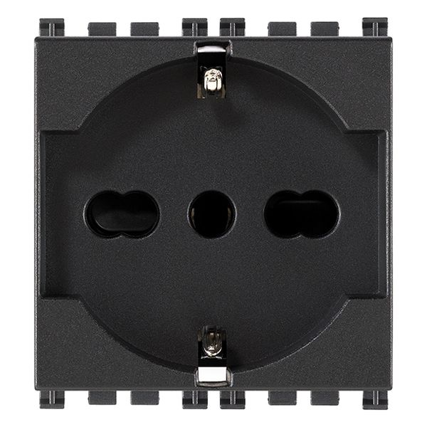 2P+E 16A universal outlet grey image 1