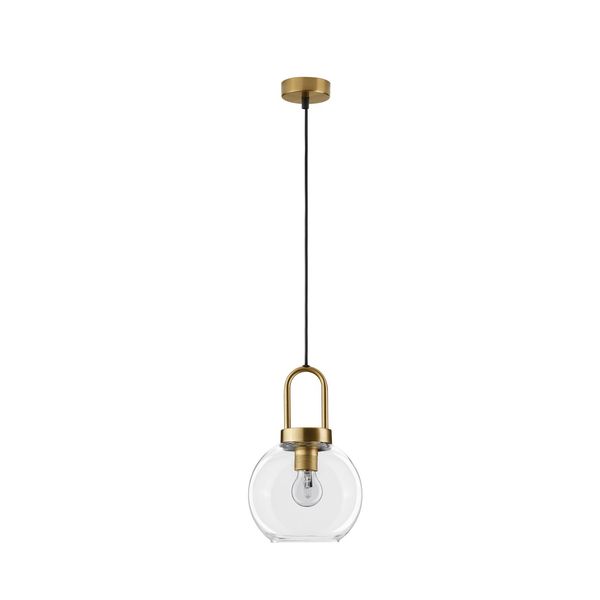 Clear Glass  Black Cord  Brass Gold Metal   LED E27 1x12 Watt 230 Volt   IP20 Bulb Excluded  D: 20 H1: 30.3 H2: 230 cm Adjustable Height image 1