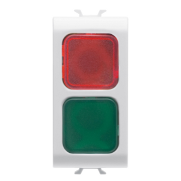 DOUBLE INDICATOR LAMP - RED/GREEN - 1 MODULE - GLOSSY WHITE - CHORUSMART image 1