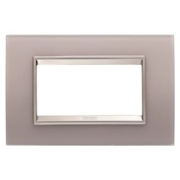 LUX PLATE - IN GLASS - 4 MODULES - PEARLY GRAY - INNER FRAME MATT LIGHT BRONZE - CHORUSMART image 1