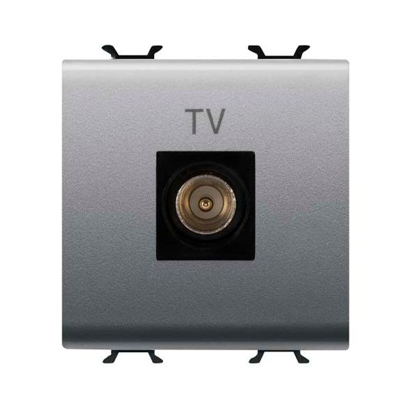 COAXIAL TV SOCKET-OUTLET, CLASS A SHIELDING - IEC MALE CONNECTOR 9,5mm - DIRECT  - 2 MODULE - TITANIUM - CHORUSMART image 2