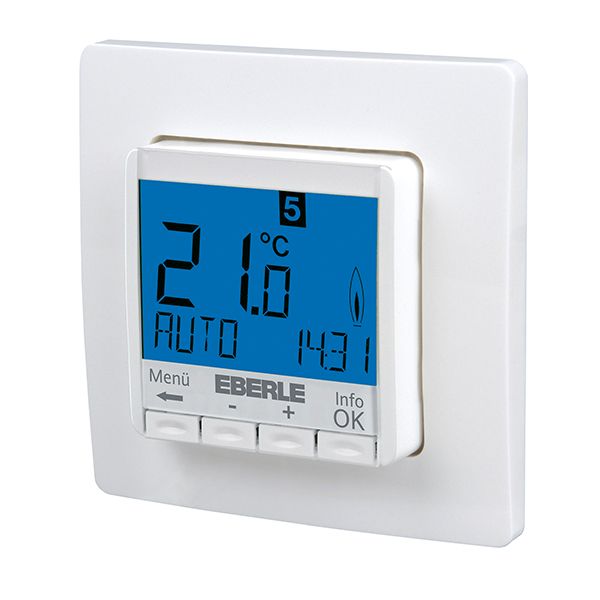 Clock thermostat as room controller, AC 230V, 1NO contact, 10 A, blue backlighting image 1