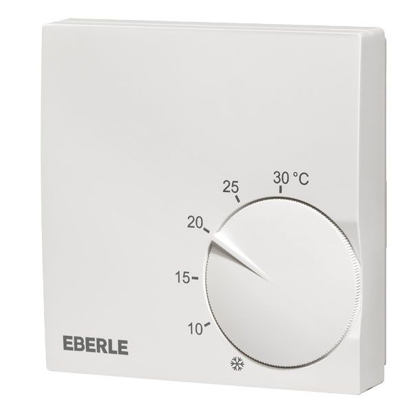 Polar white room controller extra flat, 5-30C, AC 230V, 1 changeover contact, 5/5 A, RAL 9010 image 1