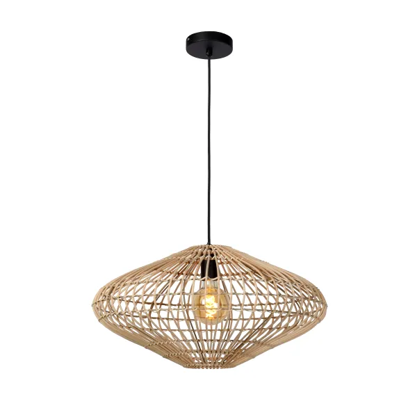 Lucide MAGALI - Pendant light - Ø 56 cm - 1xE27 - Light wood image 1