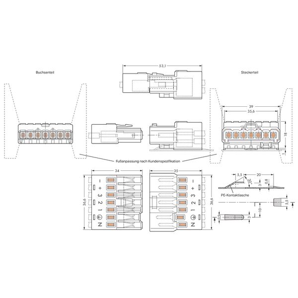 Male connector;7-pole;;white image 1