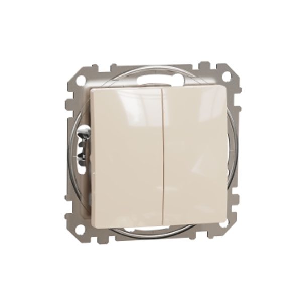 Sedna Design & Elements, double 1-way Push-Button 10A, beige image 3