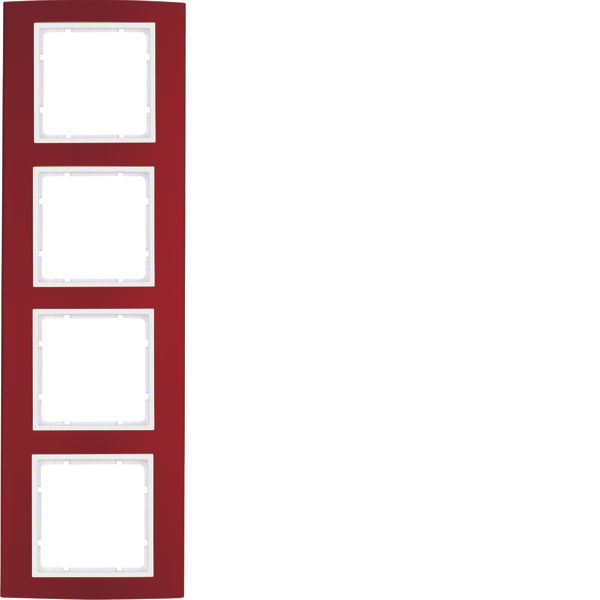 Frame 4gang, B.3, al. red/p. white matt, al. anodised image 1