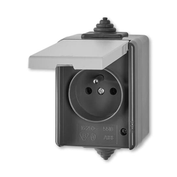 5518-2969 S Socket outlet with earthing pin, with hinged lid, for multiple mounting image 2