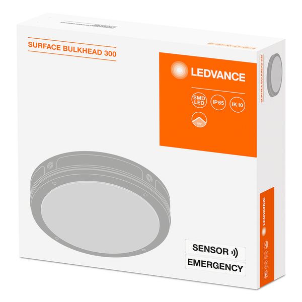 SURFACE BULKHEAD 300 SENSOR EMERGENCY 15W/4000K BK IP65 image 2