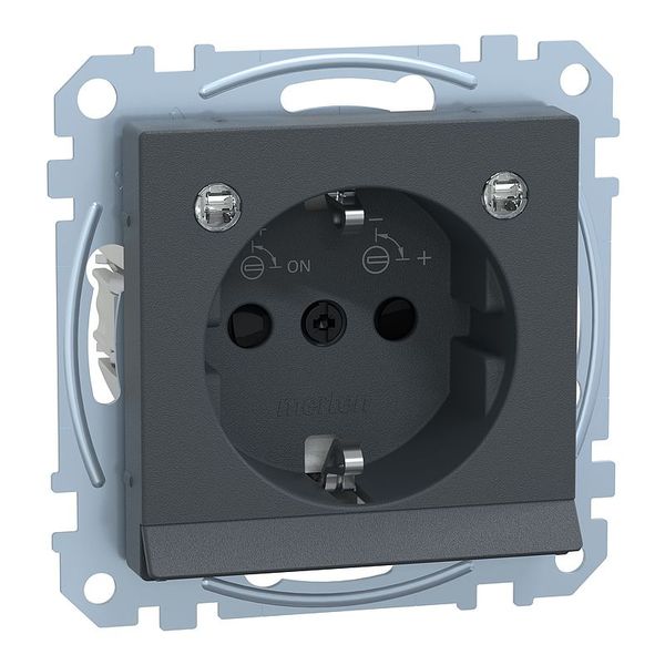 SCHUKO socket with light outlet and LED lighting module, touch protection, plug-in terminals, anthracite, system M image 1