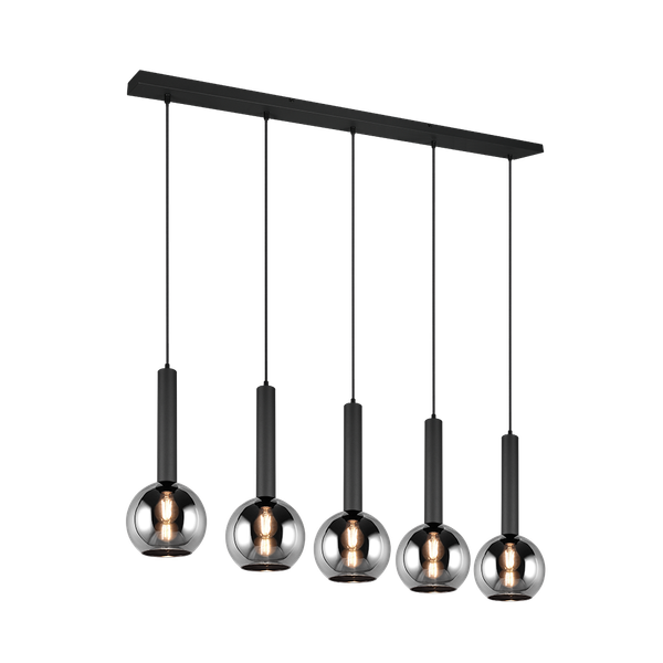 Clayton pendant 5-pc E27 matt black image 1