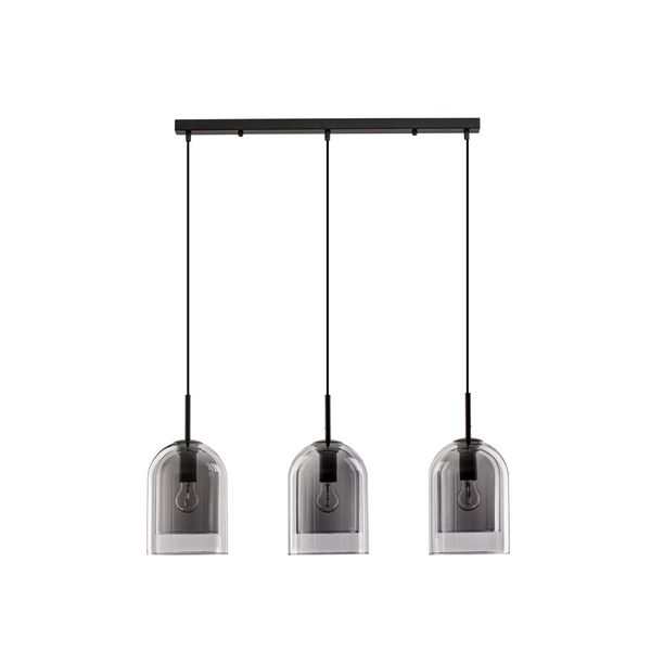 Double Layered Smoky Glass  Black Cord  Black Metal Base   LED E27 3x12 Watt 230 Volt   IP20 Bulb Excluded  L: 70 W: 18 H: 158 cm Adjustable height image 1