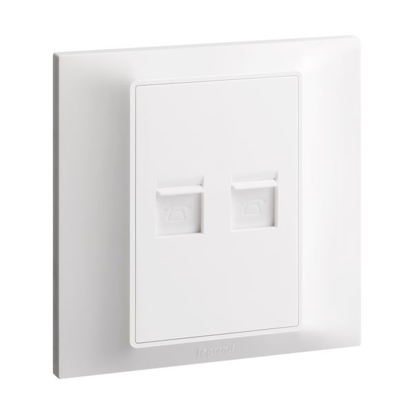 Socket 2 Gang RJ45 Data Outlet Cat 6 UTP 7X7 White, Legrand-Belanko S image 1