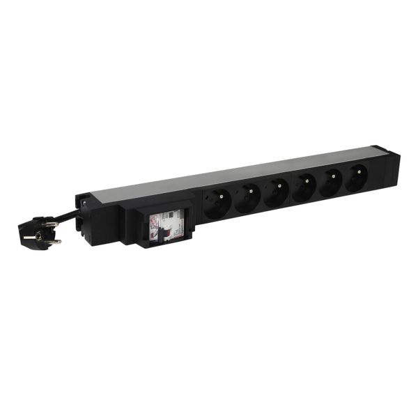 PDU 19 inches 1U 6 x 2P+E french standard 30mA RCBO image 1