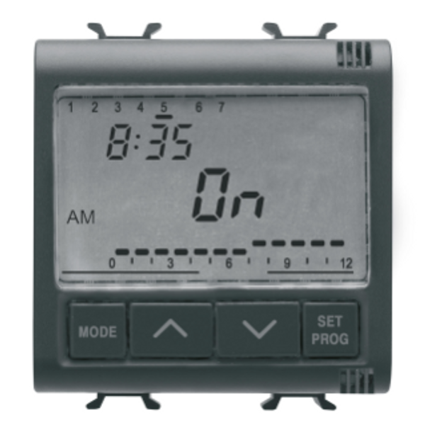 ELETRONIC DAILY/WEEKLY TIMER, 1-CHANNEL - 230V ac 50/60Hz - 2 MODULES - SATIN BLACK - CHORUSMART image 1