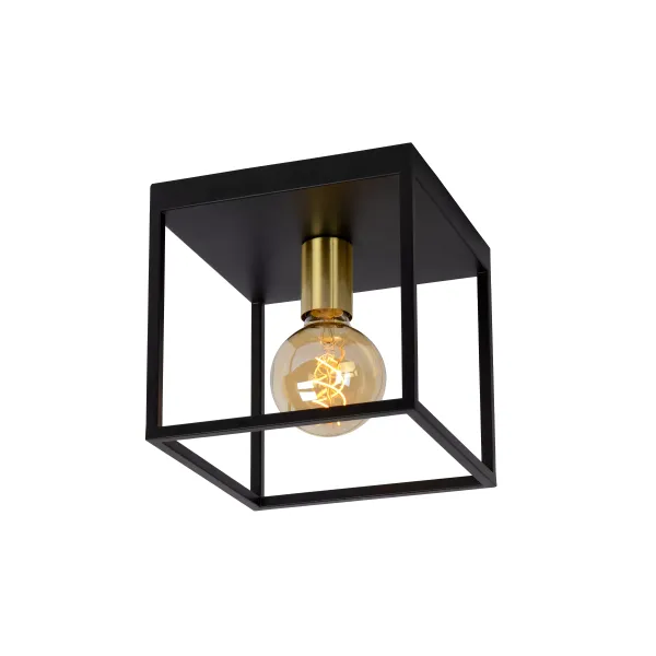 RUBEN Ceiling light 1x E27 40W Black/Satin Brass image 1