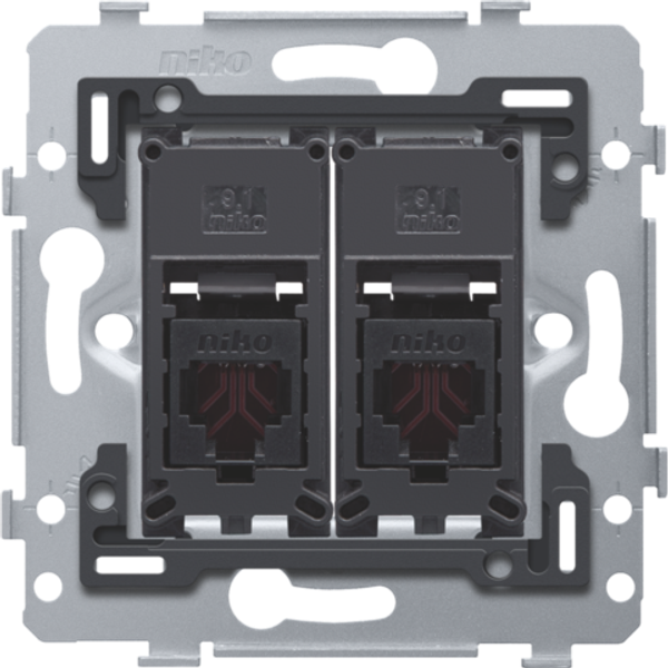 2 RJ11-connections UTP, flat model, incl. flush-mounting frame 71 x 71 image 1