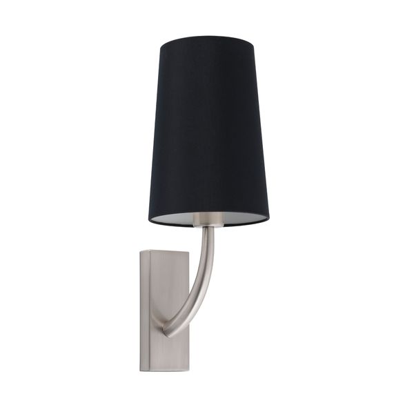 REM MATT NICKEL WALL LAMP BLACK LAMPSHADE image 1