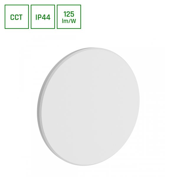 PIATTA 12W CCT 230V IP44 180x47MM WHITE ROUND FACADE LAMP image 1