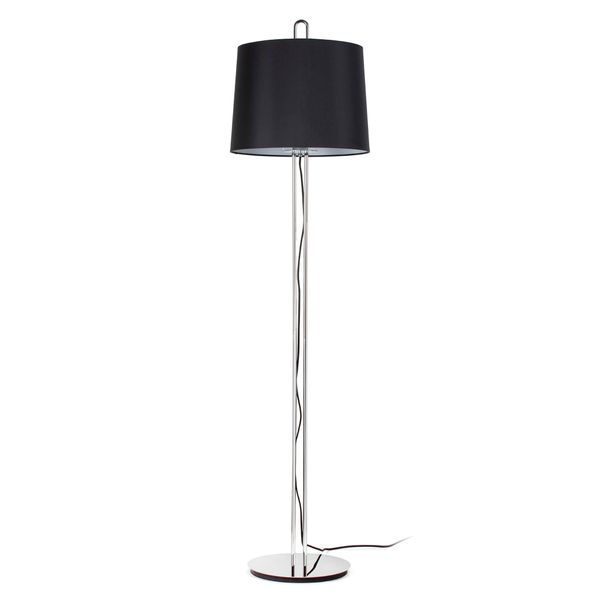 MONTREAL CHROME FLOOR LAMP BLACK LAMPSHADE image 2