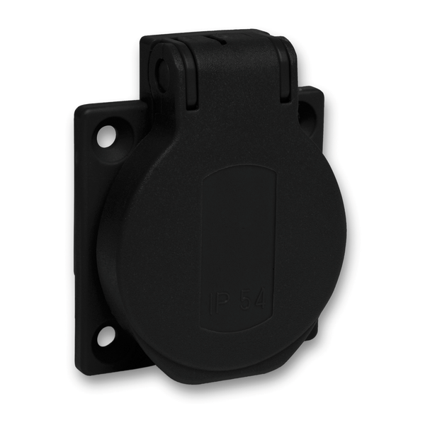 PratiKa socket - black - 2P + E - 10/16 A - 250 V - French - IP54 - flush - back image 2