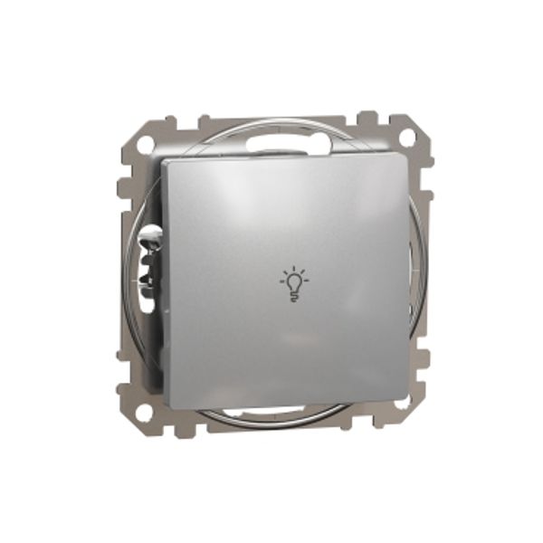 Sedna Design & Elements, 1-way Push-Button 10A Lamp Symbol, professional, aluminium image 3