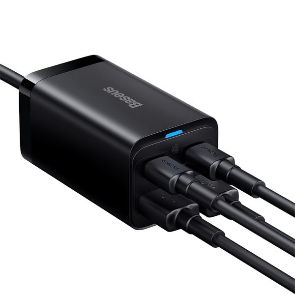 Desktop Fast Charger GaN3 Pro 65W 2xUSB + 2xUSB-C QC4+ PD3.0 with USB-C 1.5m Cable, Black image 4