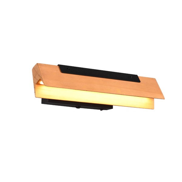 Kerala LED wall lamp matt black/wood image 1