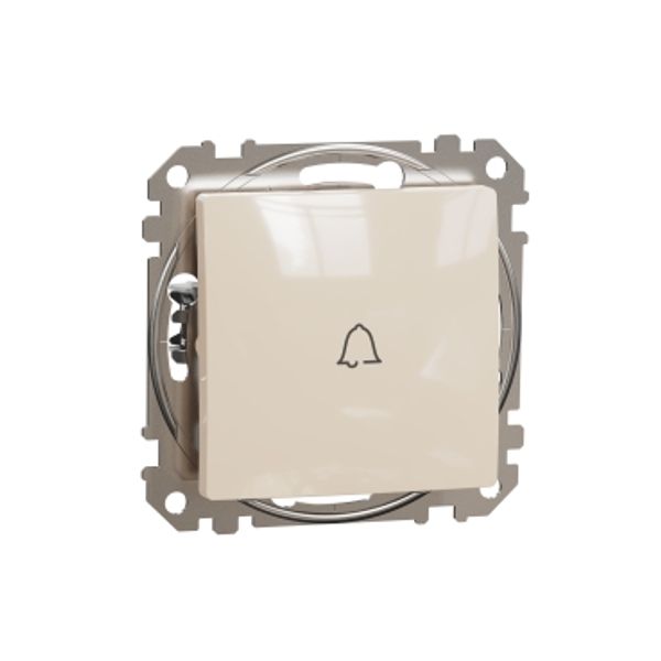 Sedna Design & Elements, 1-way Push-Button 10A Bell Symbol, professional, beige image 3