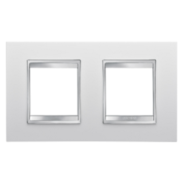 LUX INTERNATIONAL PLATE - IN TECHNOPOLYMER - 2+2 MODULES HORIZONTAL - WHITE - CHORUSMART image 1