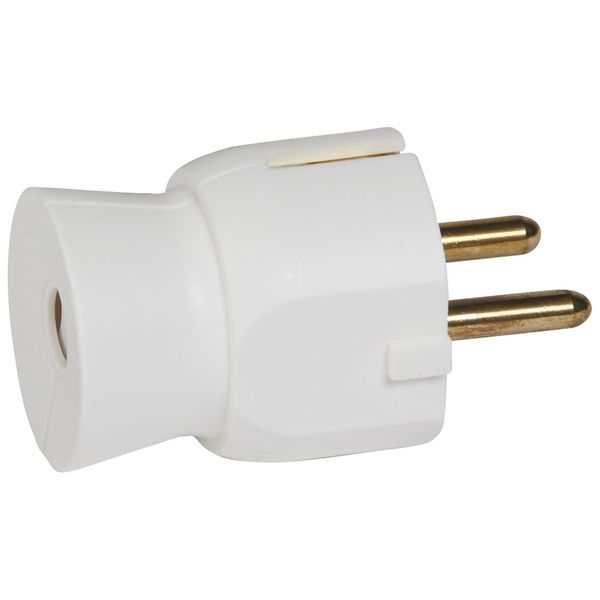 2P+E plug - 16 A - German std - plastic straight outlet - white - bulk image 1