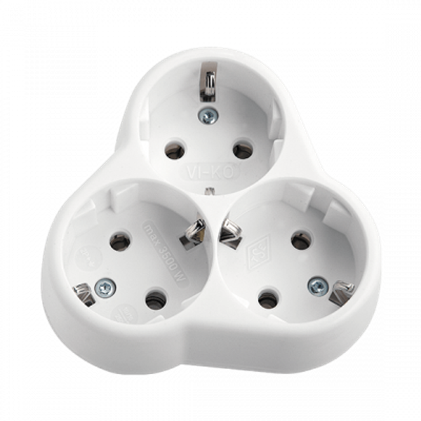 Accessories White Yonca Earthed Three Gang Plug Socket image 1