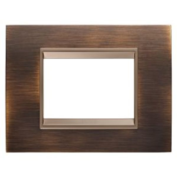 LUX PLATE - IN METAL - 3 MODULES - ANTIQUE BRASS - INNER FRAME MATT DARK BRONZE - CHORUSMART image 1