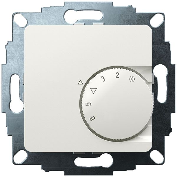 UP room controller, RAL9010 glossy 50x50, 5-30C, AC 230V, 1 changeover contact, 10A/5A, temperature reduction approx.4K image 1